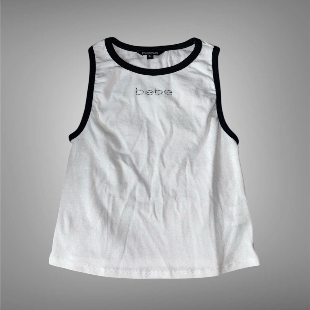 Bebe White and Black Tank Top